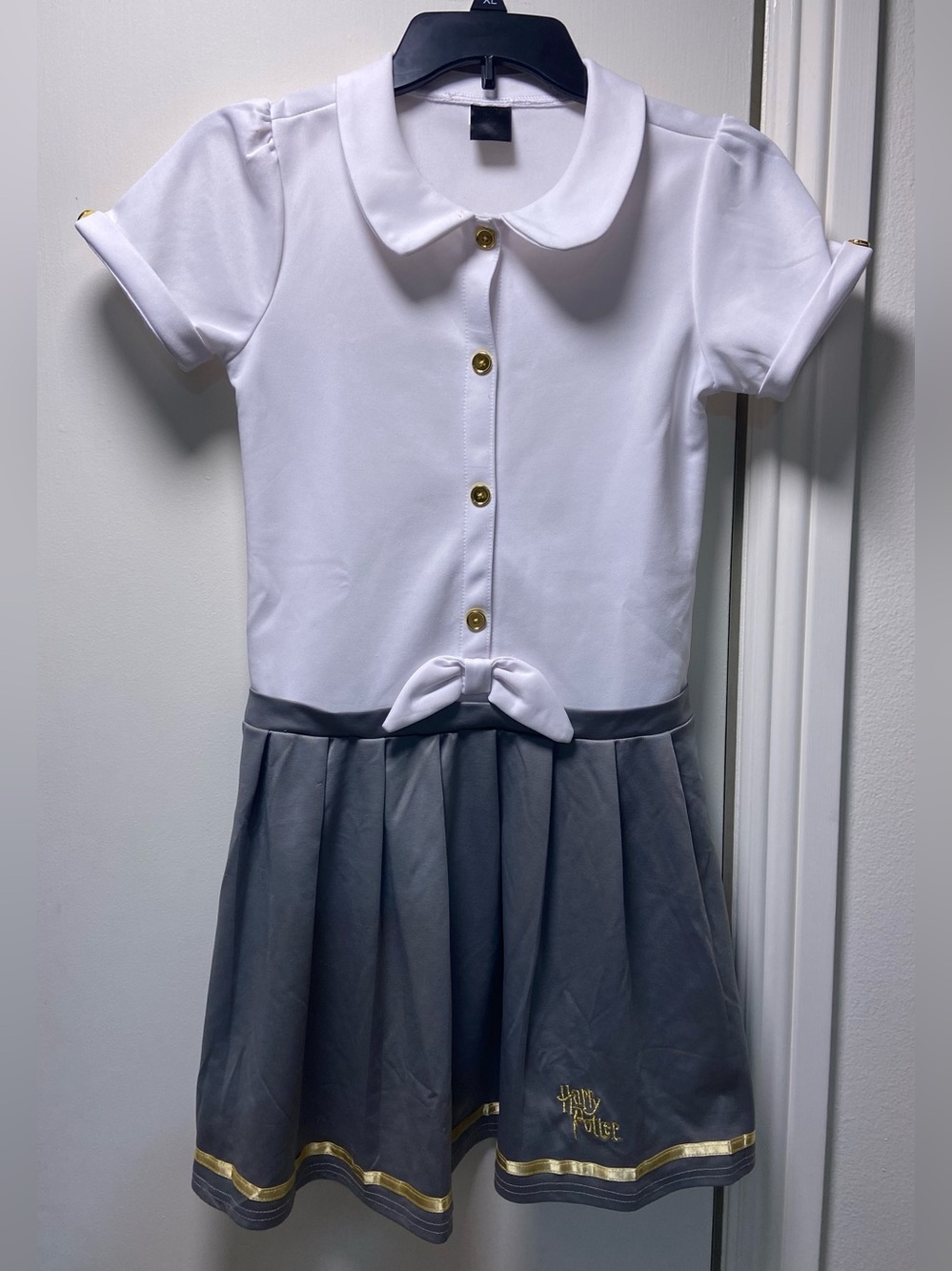 Harry Potter White Top Grey Skirt Short Sleeve Cosplay Dress - Kids Size XL